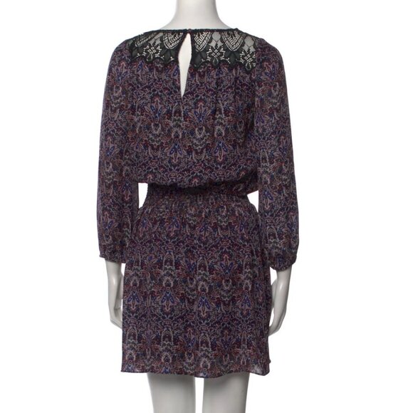 Joie Amedeo Silk Blouson Paisley Dress with Shirred Waist and Lace Yoke Size XS - Picture 6 of 14
